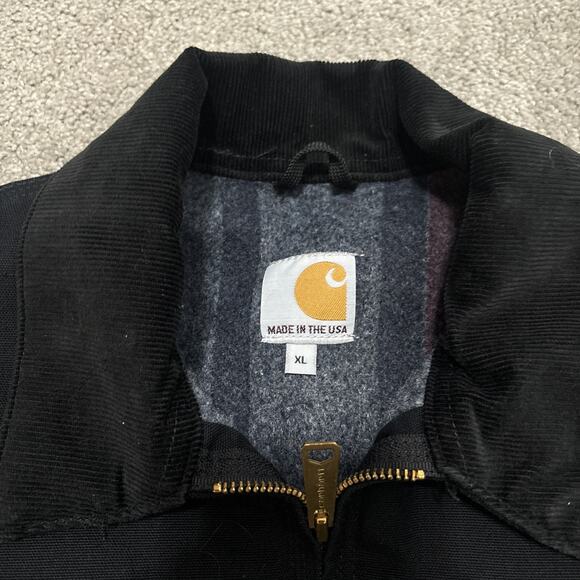 Vintage Carhartt Jacket Mens XL Detroit J001 BLK Black Blanket Lined Made in USA - Picture 2 of 8